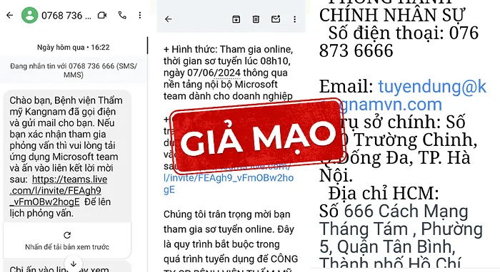 giả mạo kangnam để lừa đảo